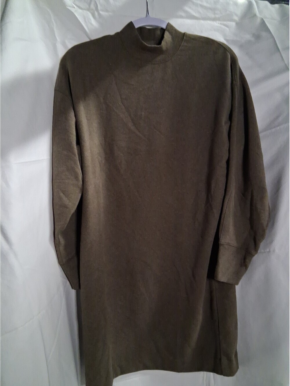 Vince Womens French Terry Long Sleeve Sweatshirt Dress XS Brown Mock Neck O2